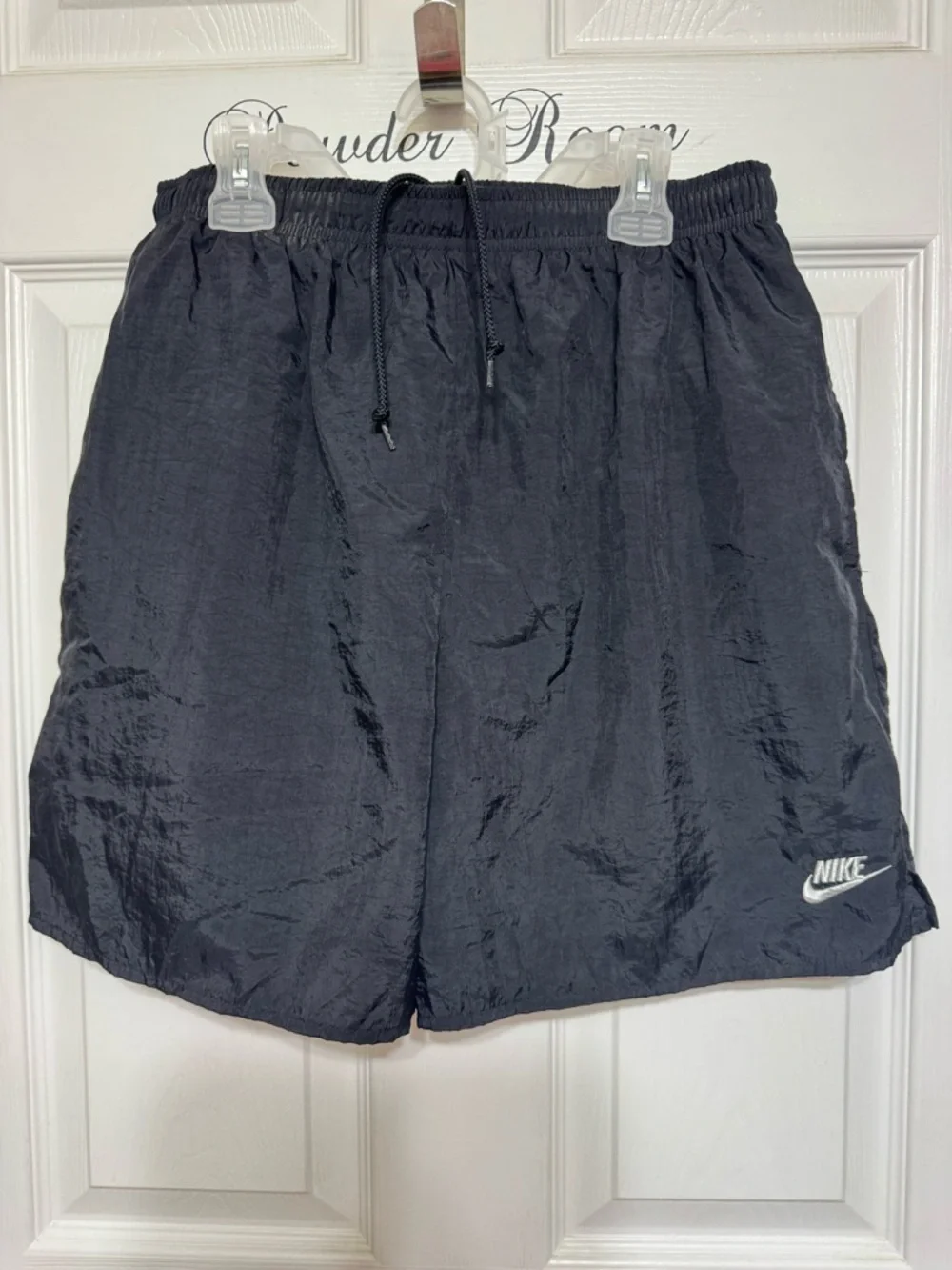 Vintage Nike Swim Trunks Mens Medium Black Nylon Board Shorts White Tag 90s Sz M